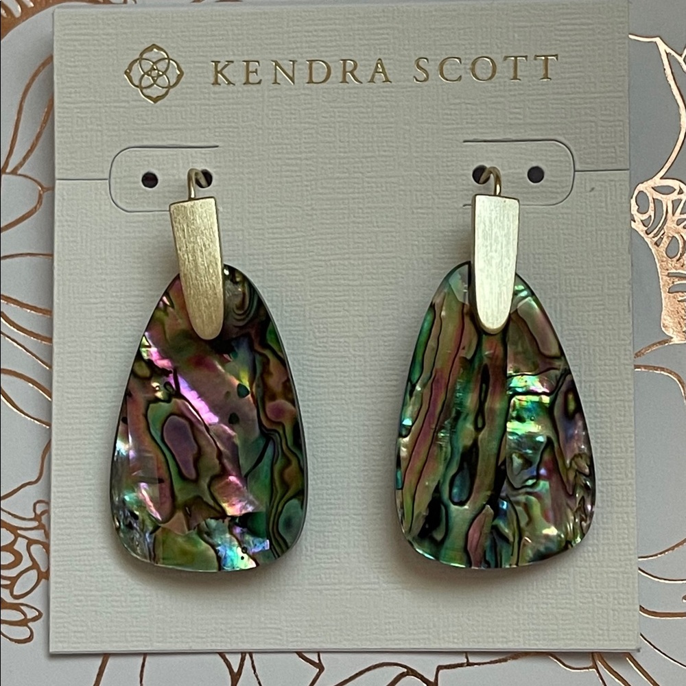 NWOT Marty Gold Drop Earrings in Abalone Shell